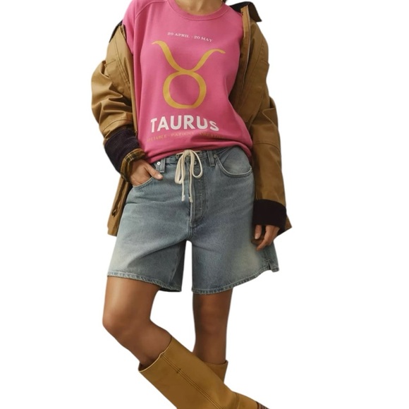 NWT Anthropologie Zodiac Sweatshirt by Cathrine O’Sullivan Pink Taurus XXS - Picture 3 of 4